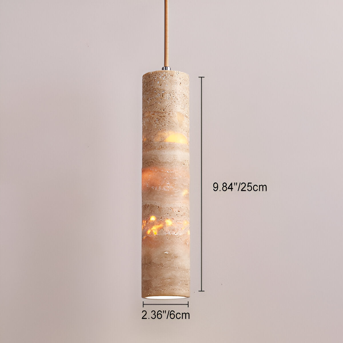 Cream Travertine Tube Pendant Light