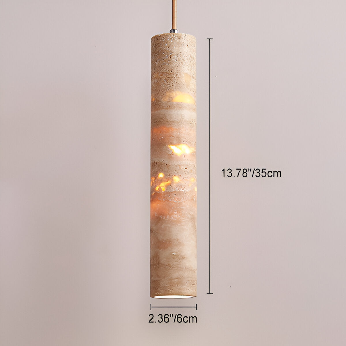 Cream Travertine Tube Pendant Light