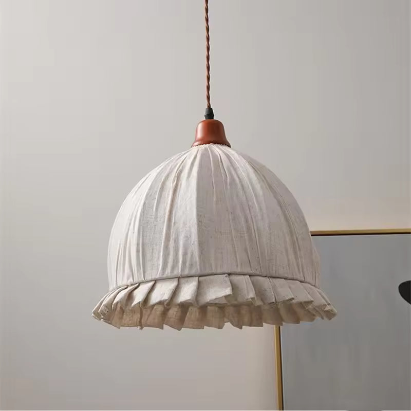 Tally Wood Japandi Linen Pendant Light