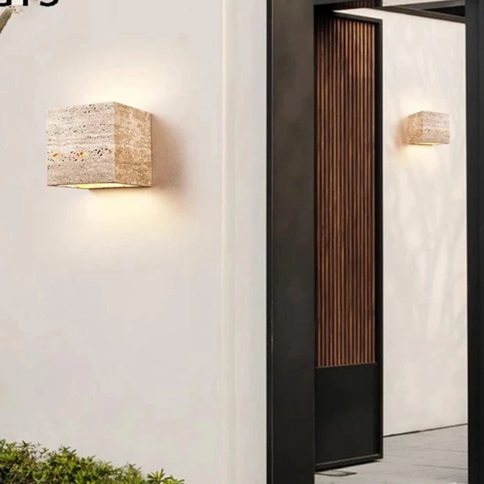 Travertine Stone Minimalist Outdoor LED Wall Light