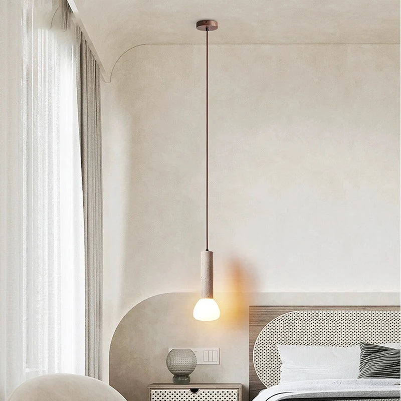Elegant Travertine Cream Style Pendant Light