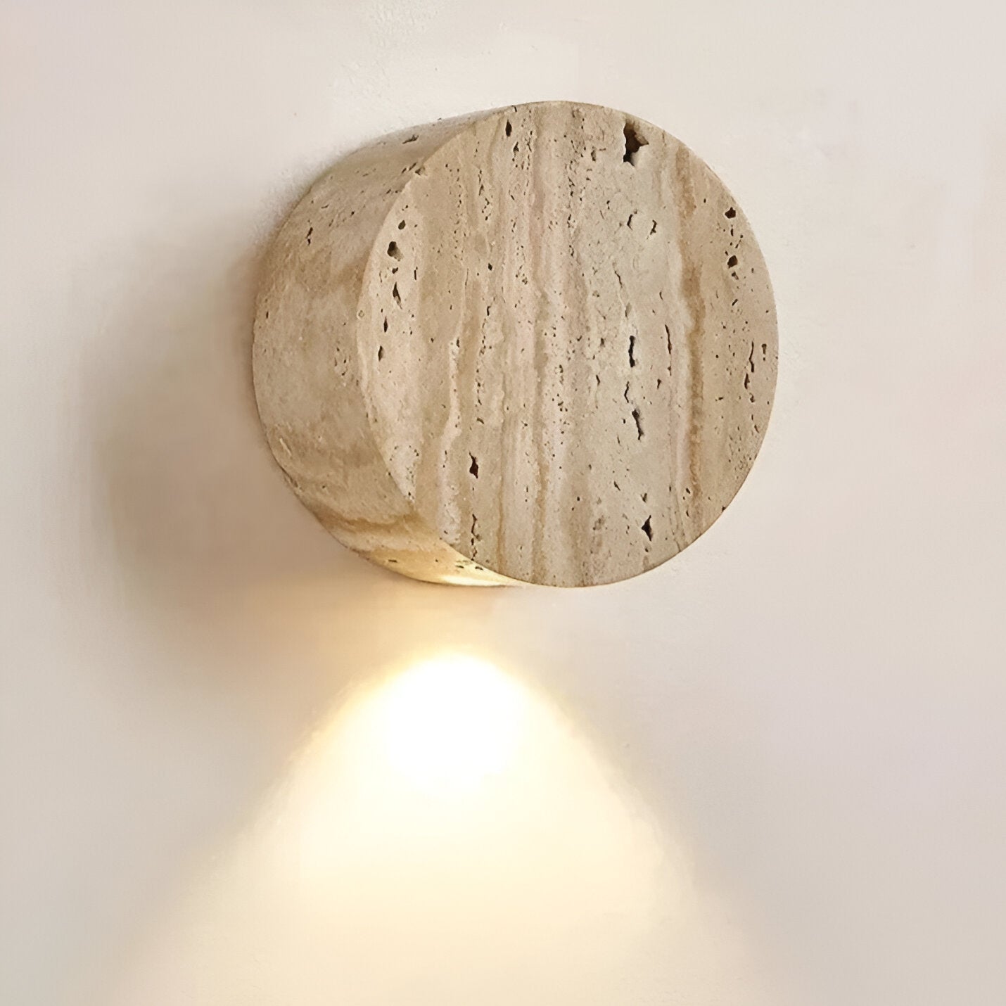 Lampe murale en pierre travertin jaune naturelle Wabi Sabi japonaise