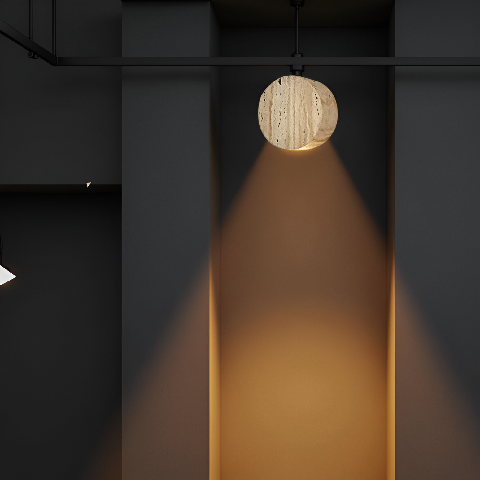 Lampe murale en pierre travertin jaune naturelle Wabi Sabi japonaise