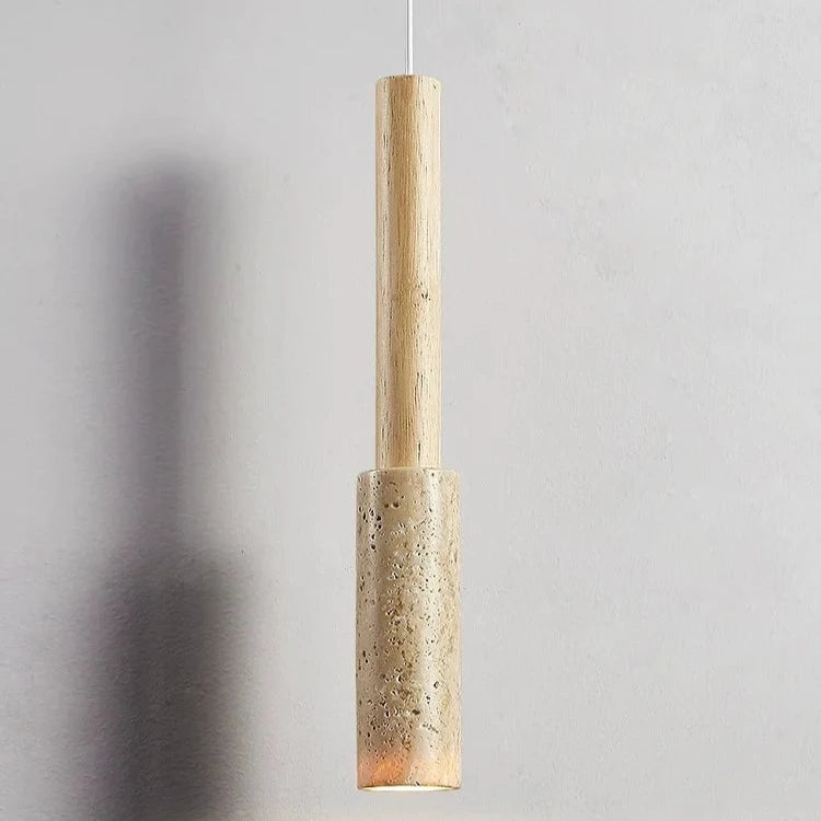 Cream Travertine Long Tube Pendant Light
