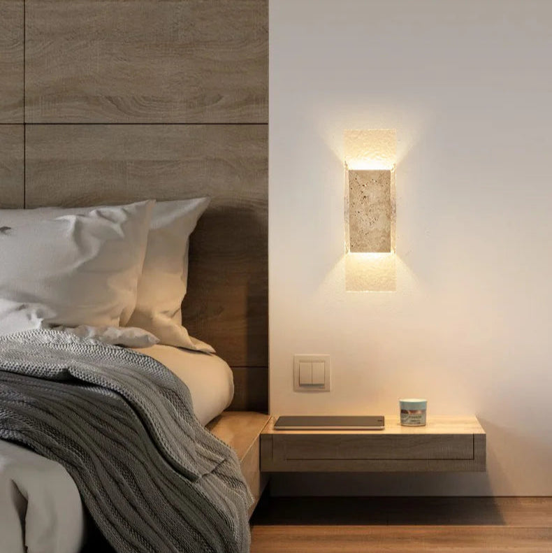 Amber Tranquility Travertine Wabi-Sabi Wall Lamp