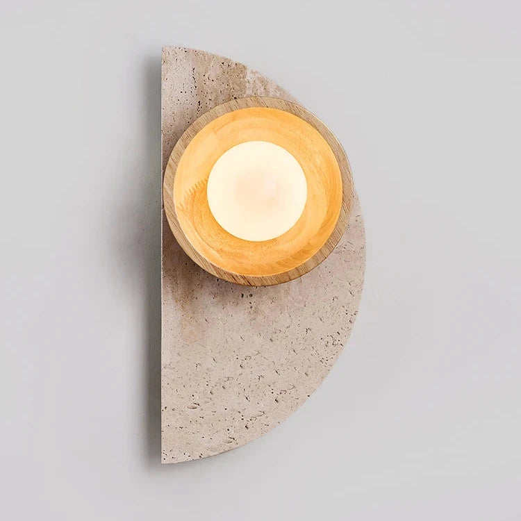Travertine Half Moon Wall Light