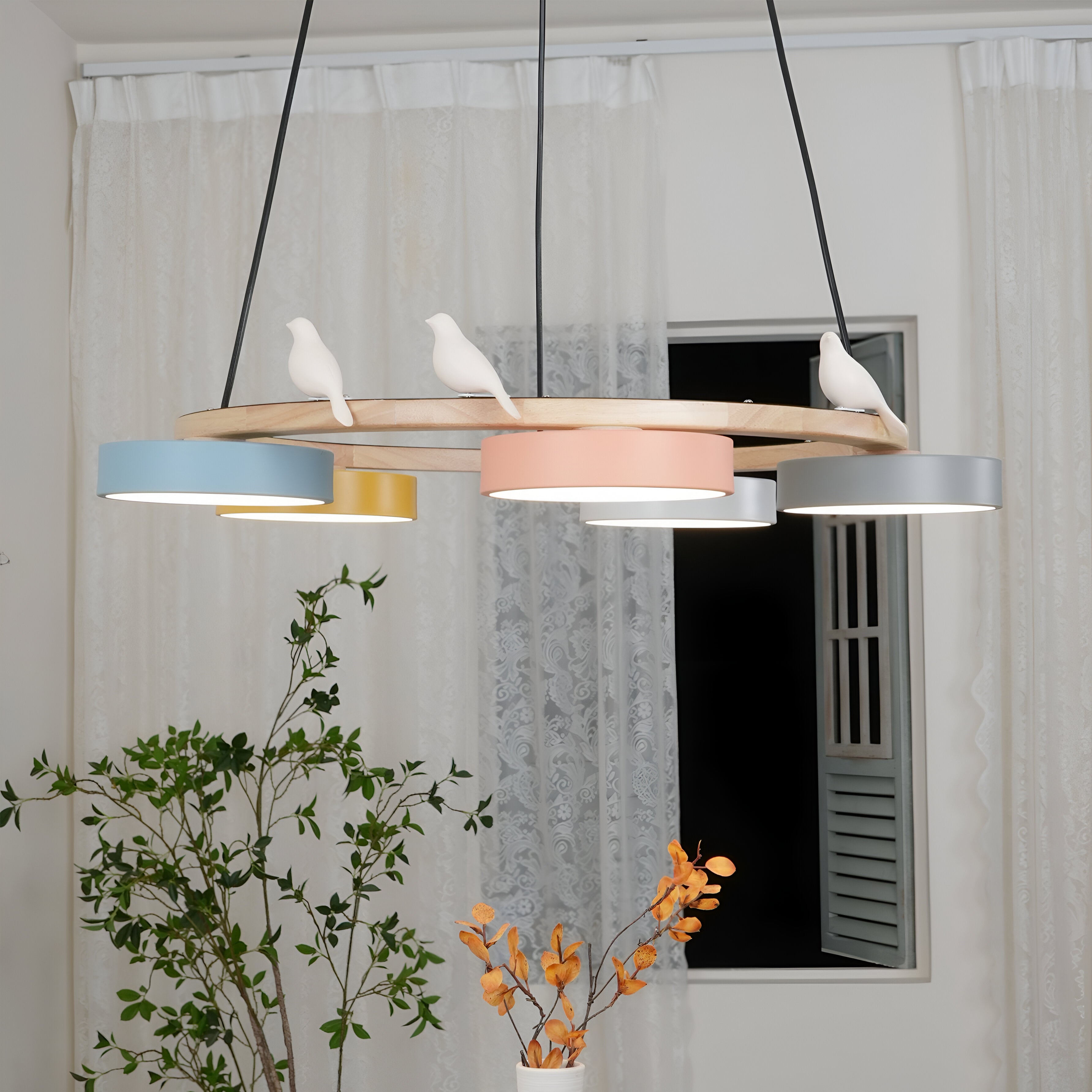 Sienna Nordic Acrylic Bird Round Pendant Light