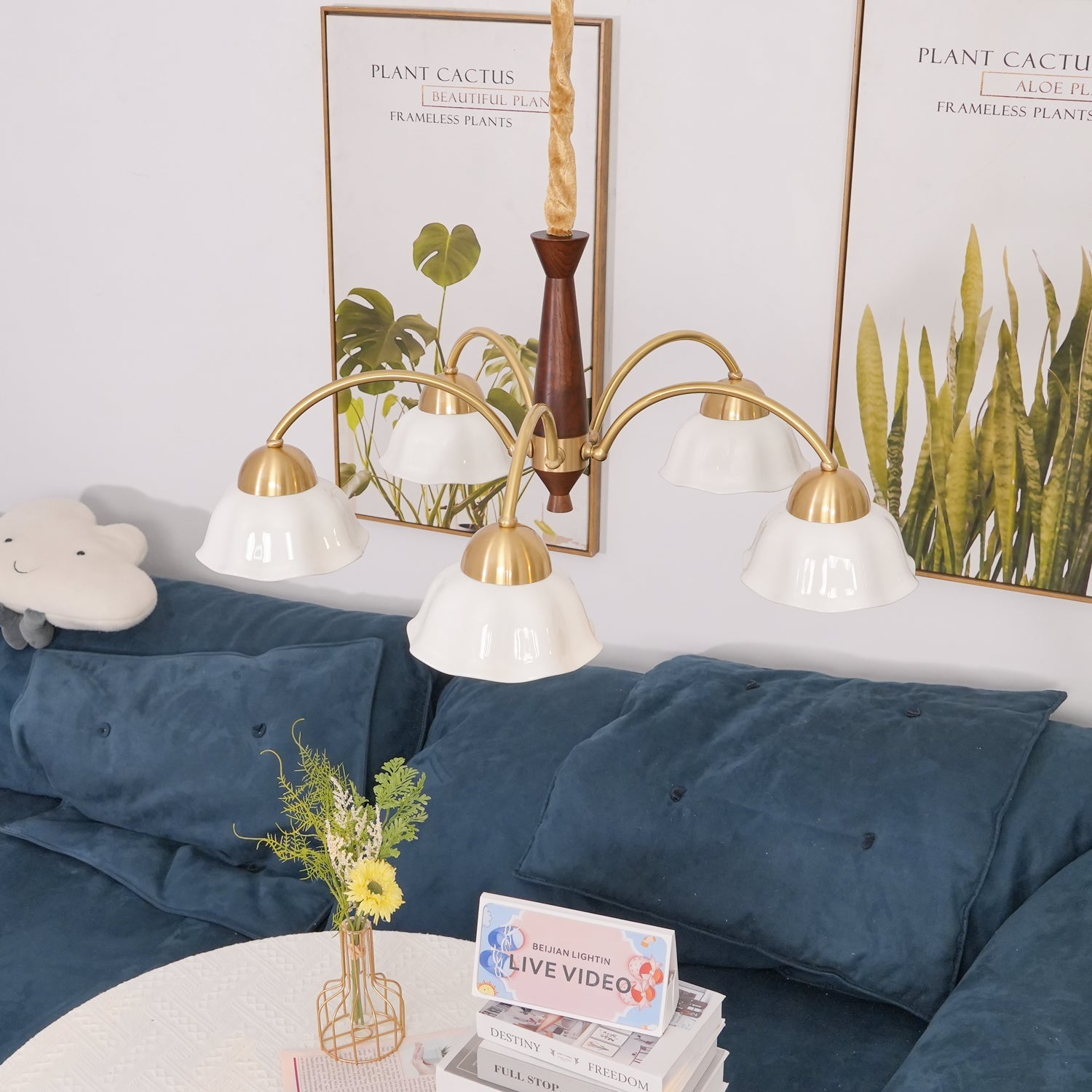 Vittorio Mid Century Copper Ceramic Chandelier