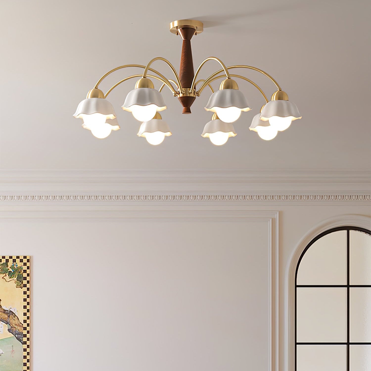 Vittorio Mid Century Copper Ceramic Chandelier
