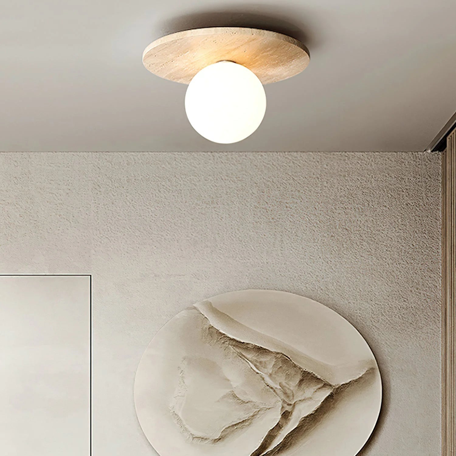 Tanner Essence Travertine Minimalist Ceiling Light