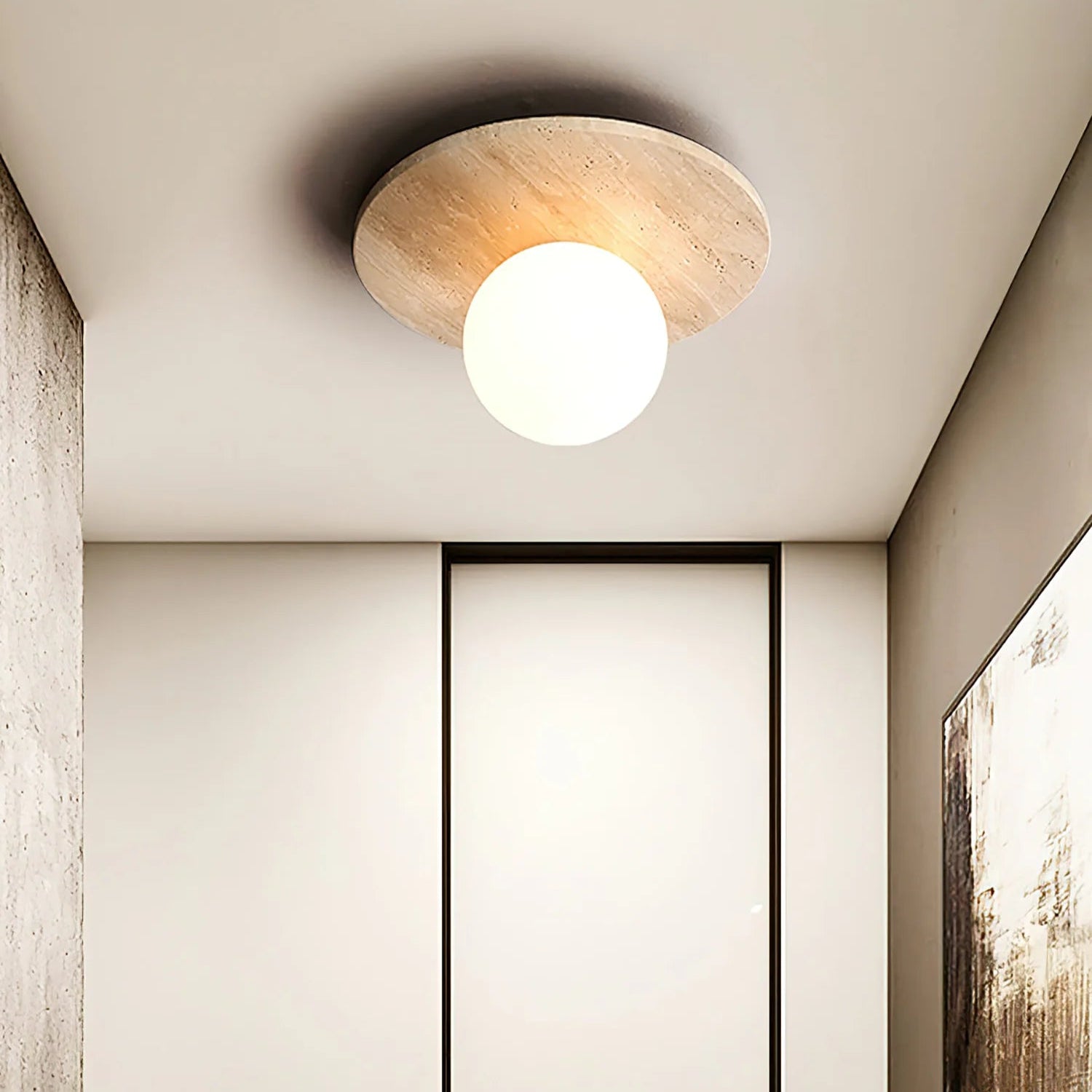 Tanner Essence Travertine Minimalist Ceiling Light