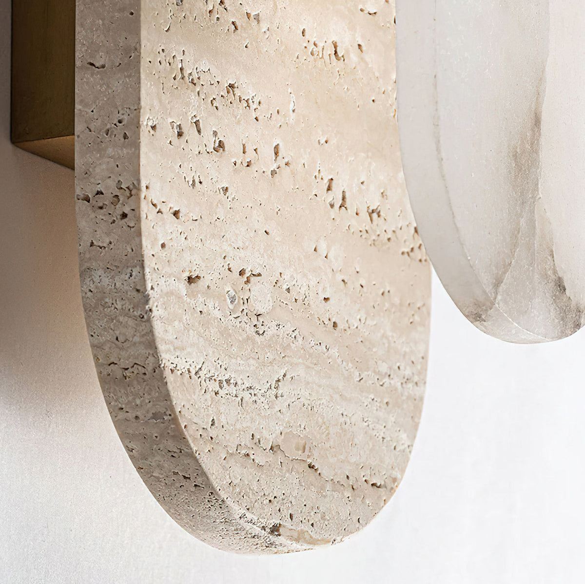 Sigrid Japandi Travertine Wall Light travertine and alabaster close up