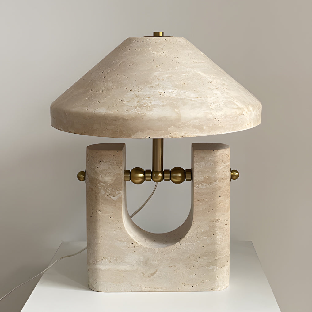 Liv Japandi Travertine Table Lamp arched base