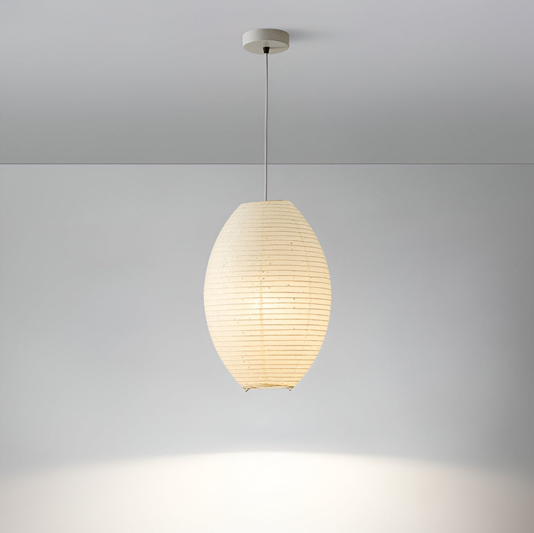Traditional Japandi Wabi-Sabi Elliptical Paper Pendant Light