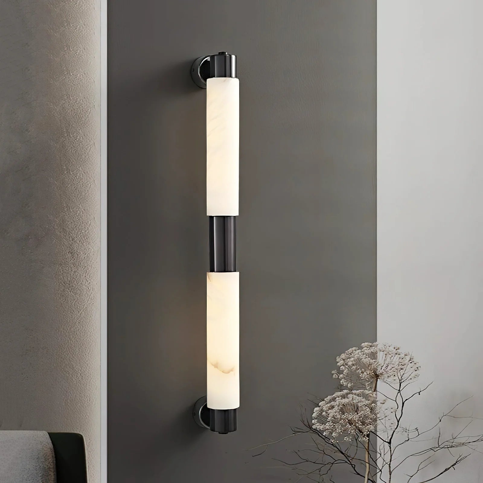 Soléa Tube Alabaster Minimalist Wall Lamp