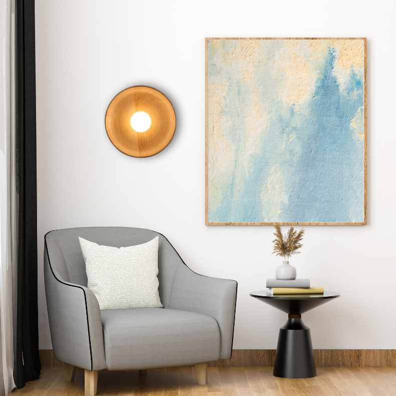 Solid Wood Circle Japandi Wall Light