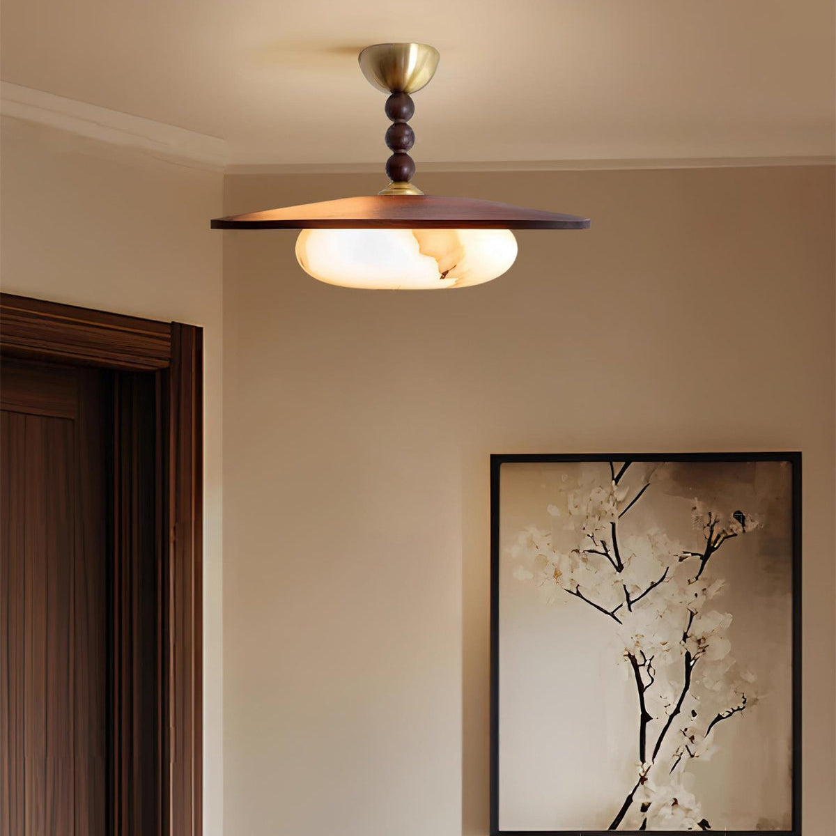 Aurelia Wood Modern Alabaster Ceiling Light