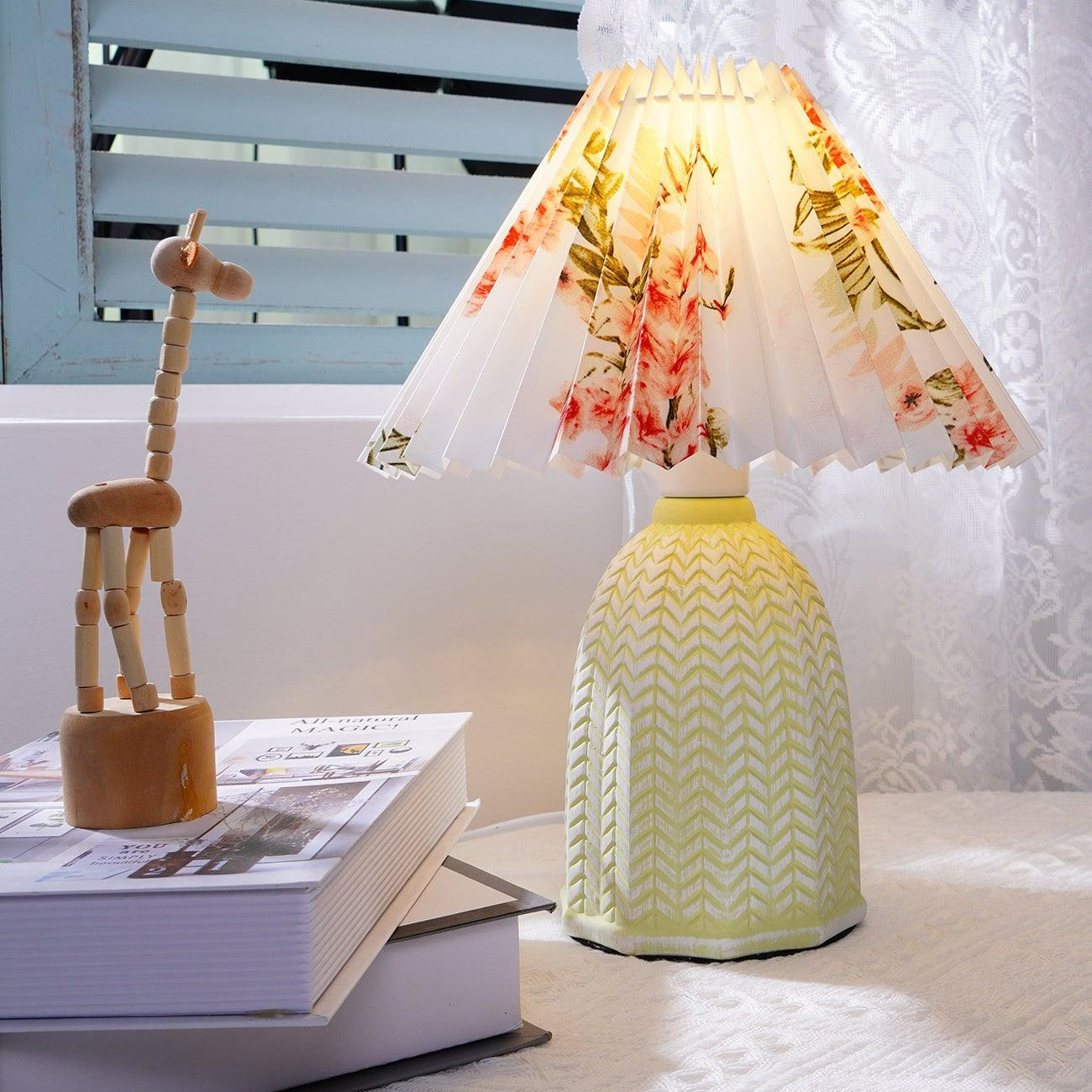 Elowen Vintage Pleated Ceramic Table Lamp