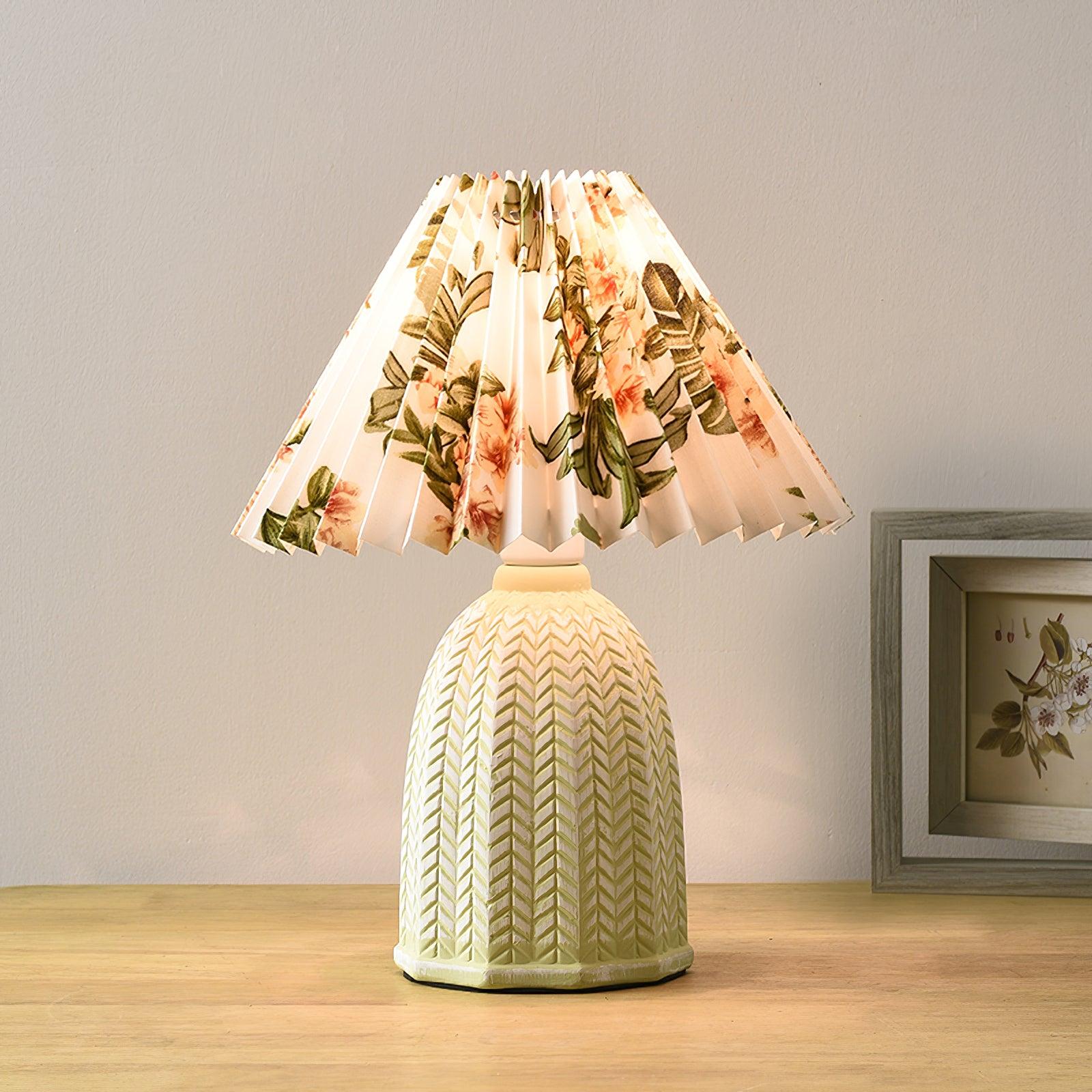 Elowen Vintage Pleated Ceramic Table Lamp