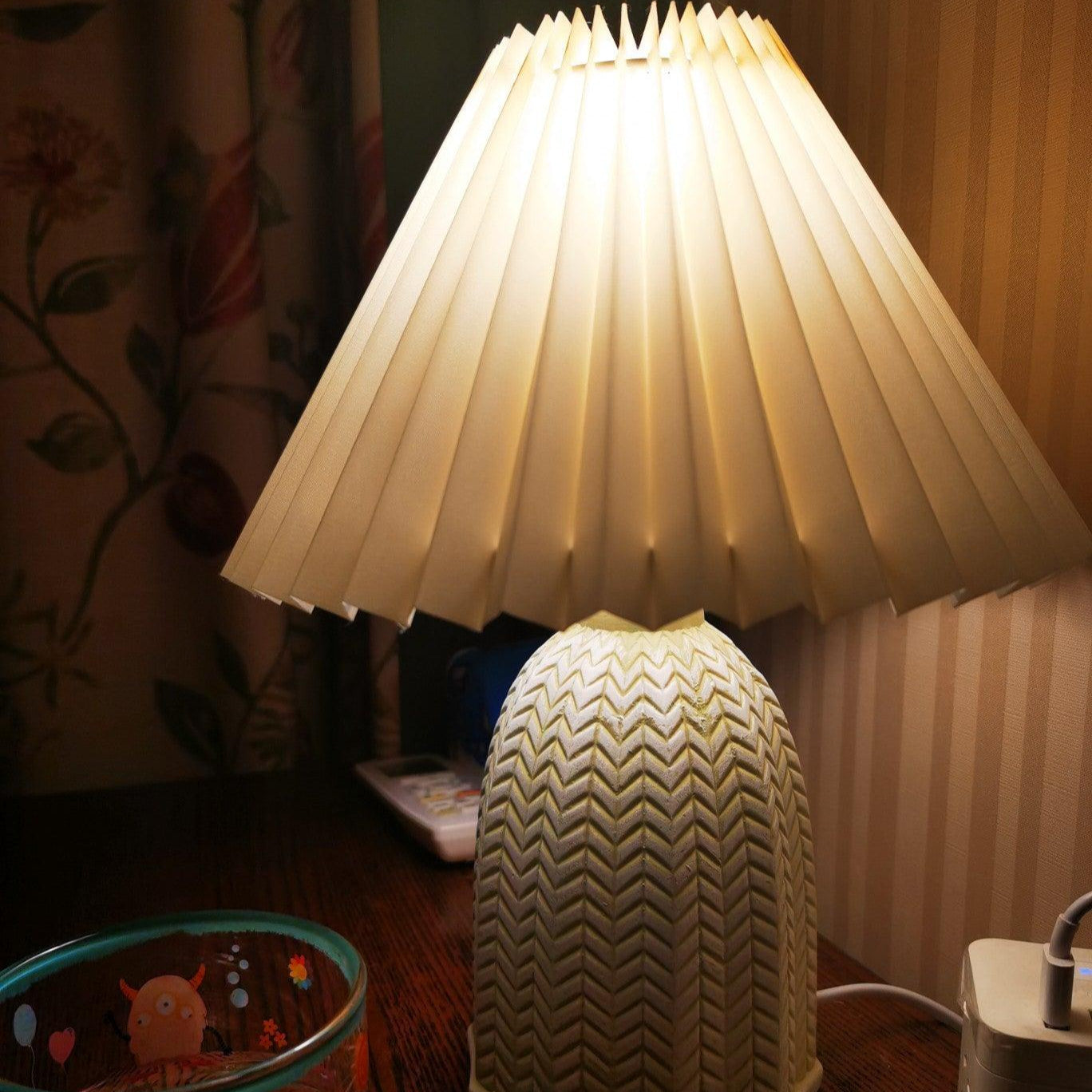 Elowen Vintage Pleated Ceramic Table Lamp
