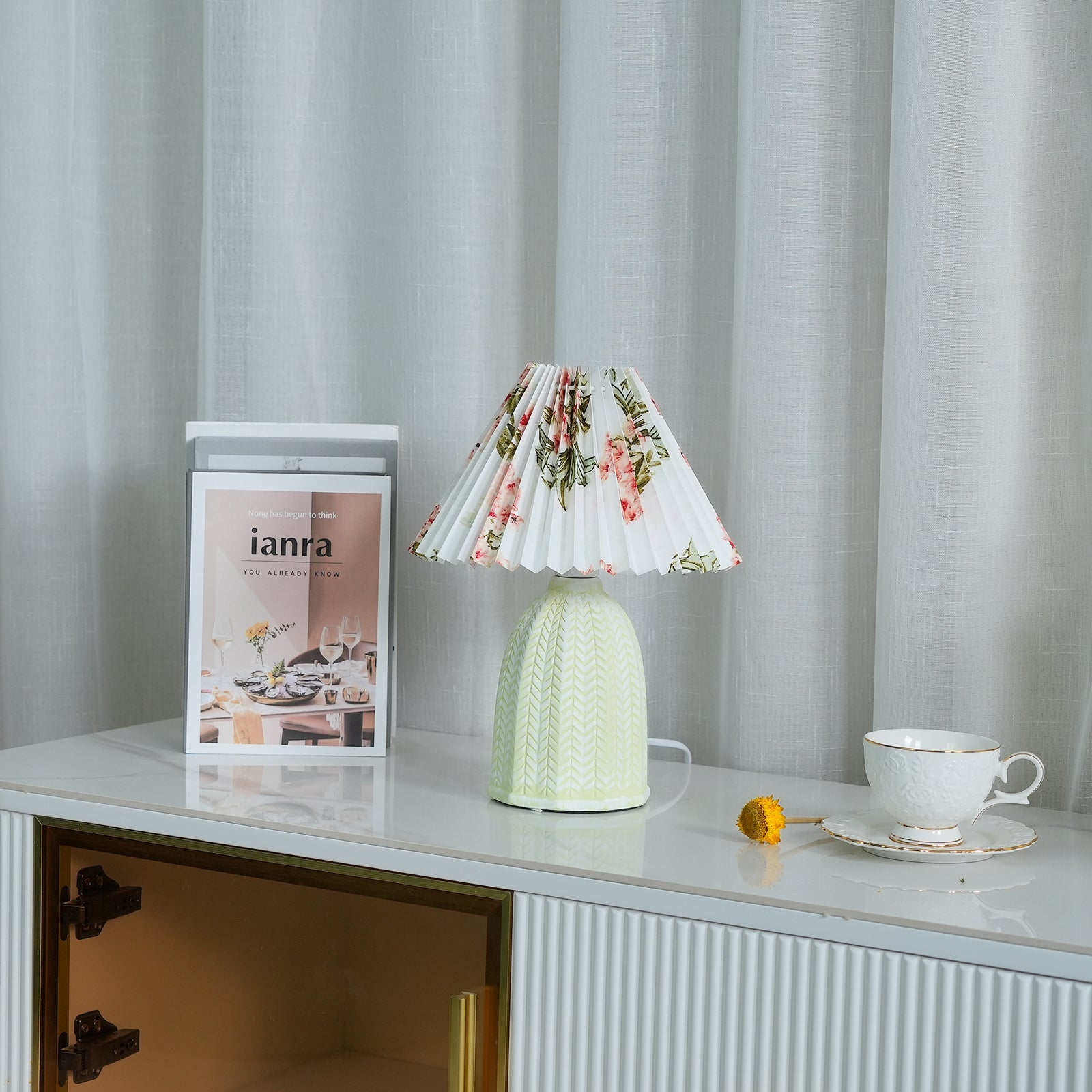 Elowen Vintage Pleated Ceramic Table Lamp