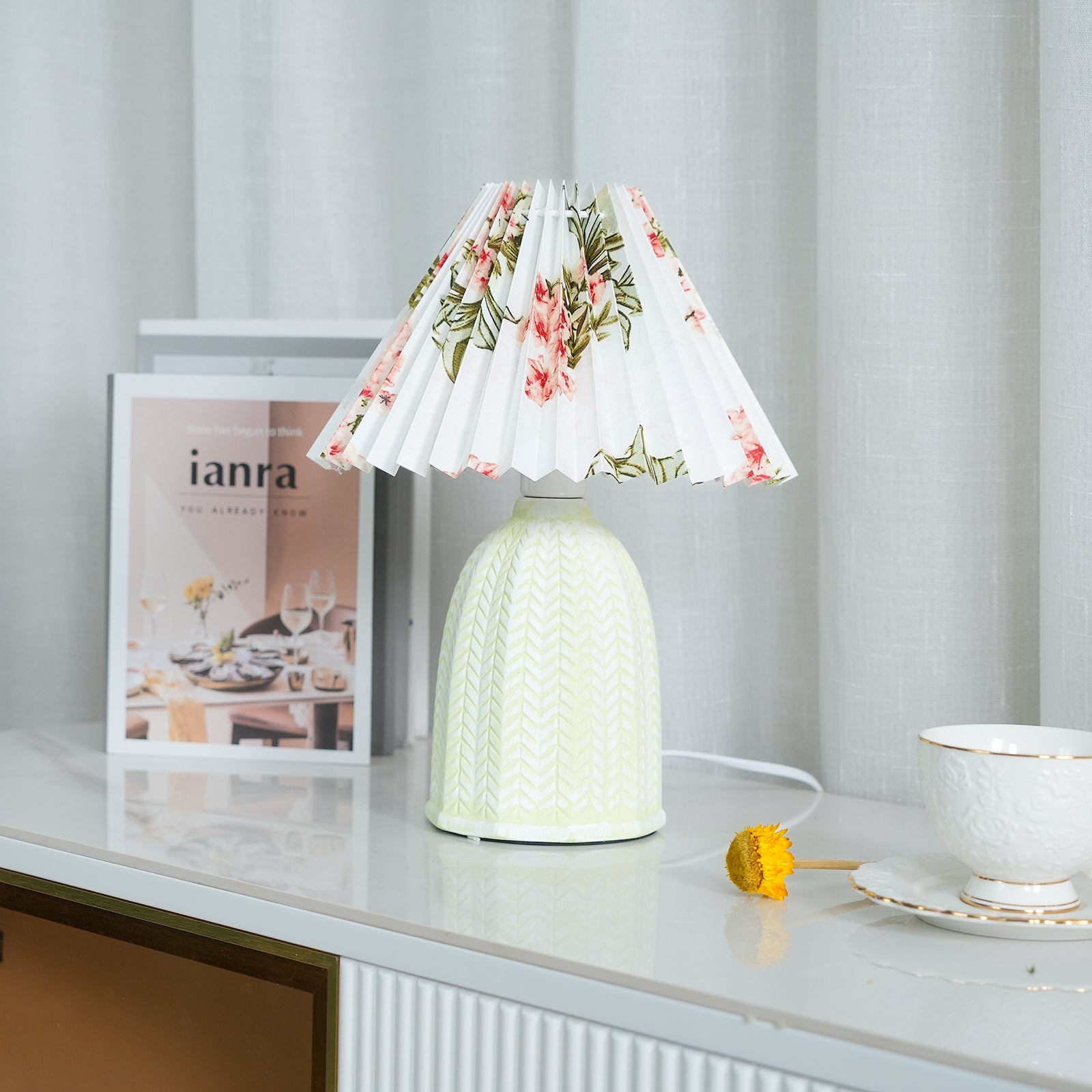 Elowen Vintage Pleated Ceramic Table Lamp
