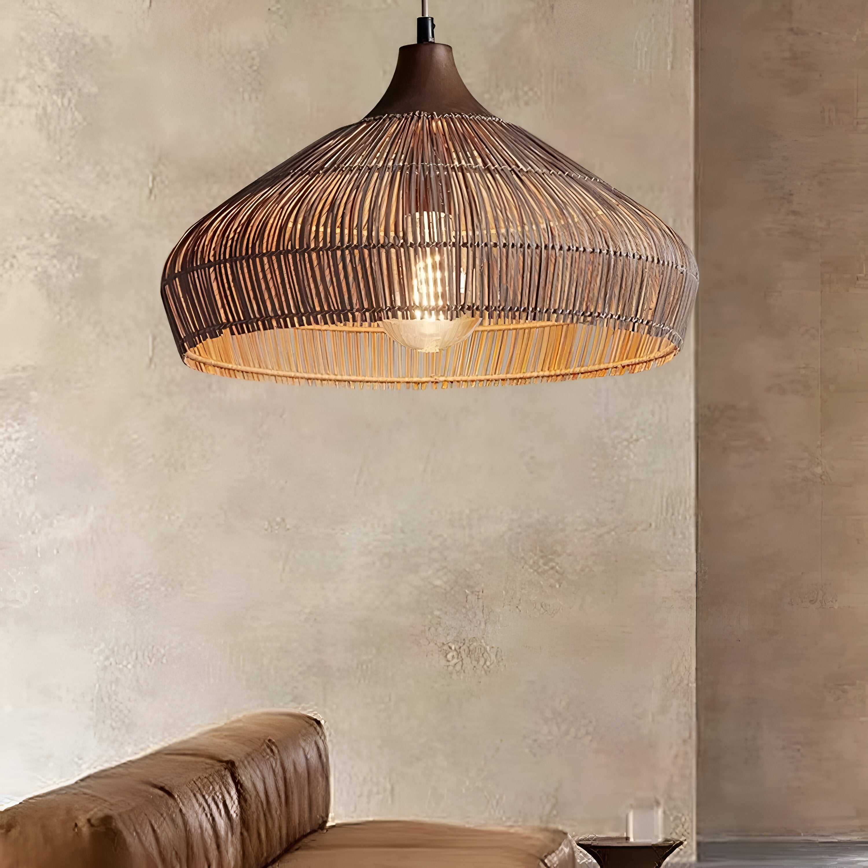 Elegant Natural Rattan Braid Boho Pendant Light
