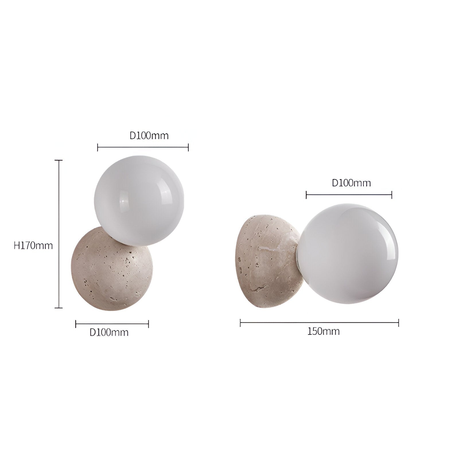 Travertine Round Glass Wall Fixture