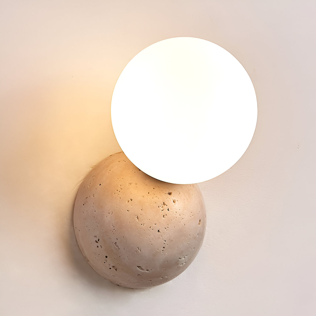 Travertine Round Glass Wall Fixture