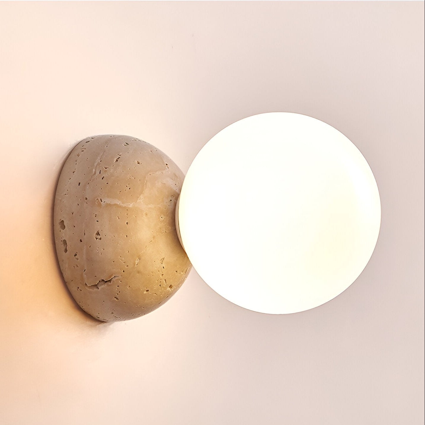 Travertine Round Glass Wall Fixture