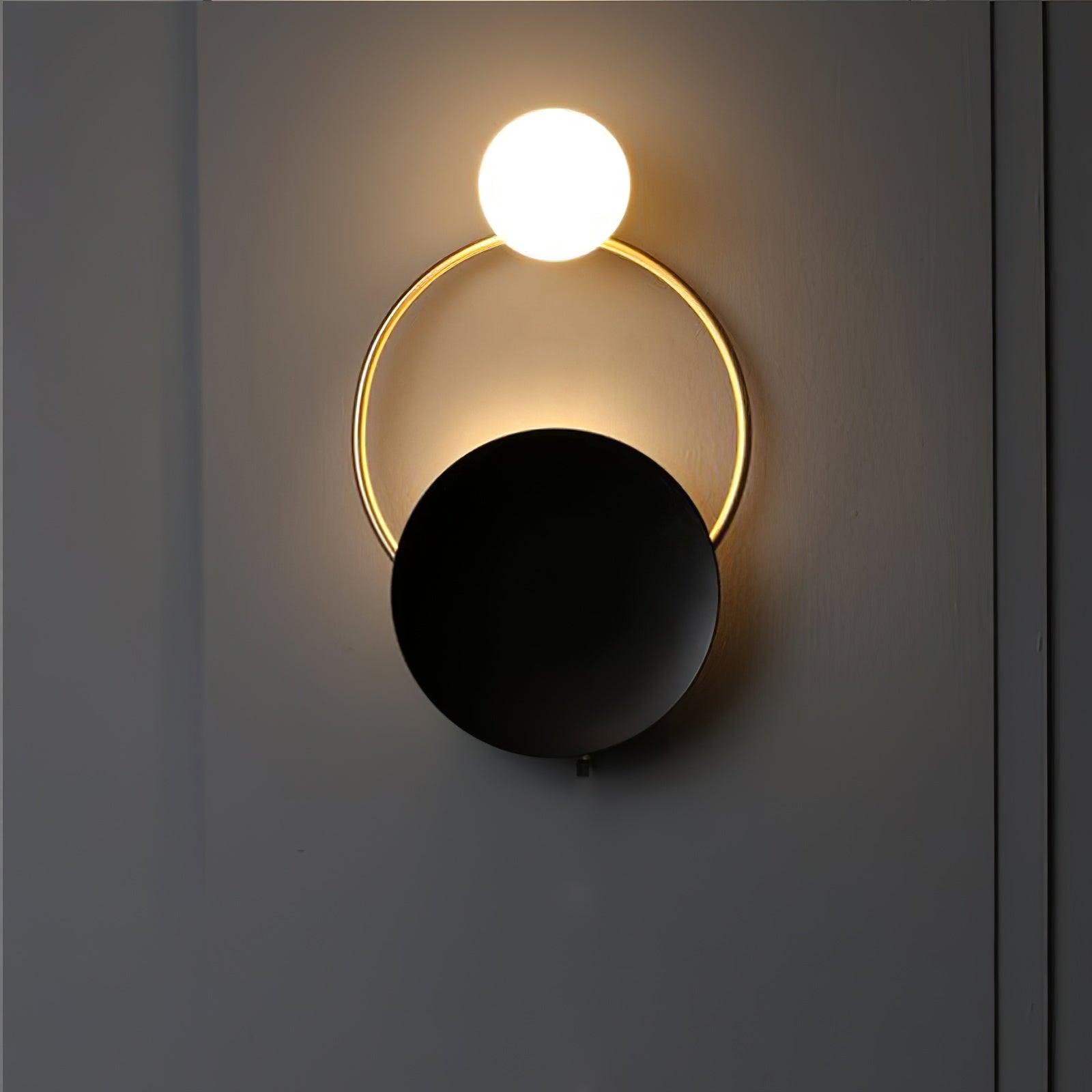 Black Circular Rings Wall Light