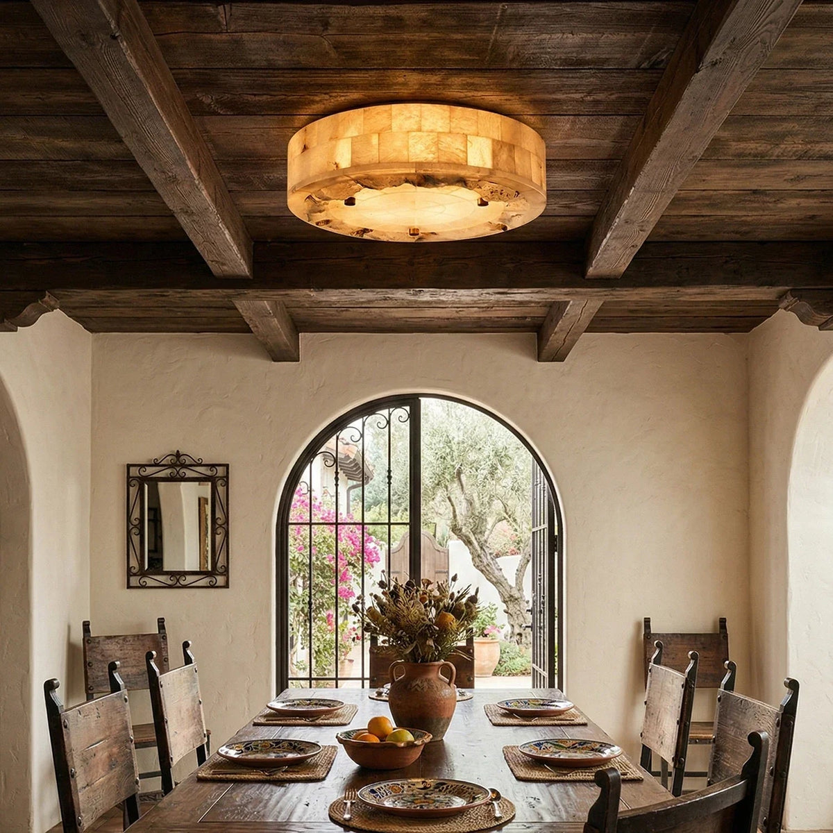 Maja Retro Alabaster Ceiling Light