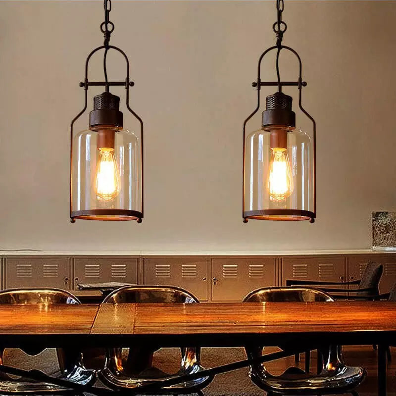 Industrial Vintage Iron Glass Jar Pendant Light