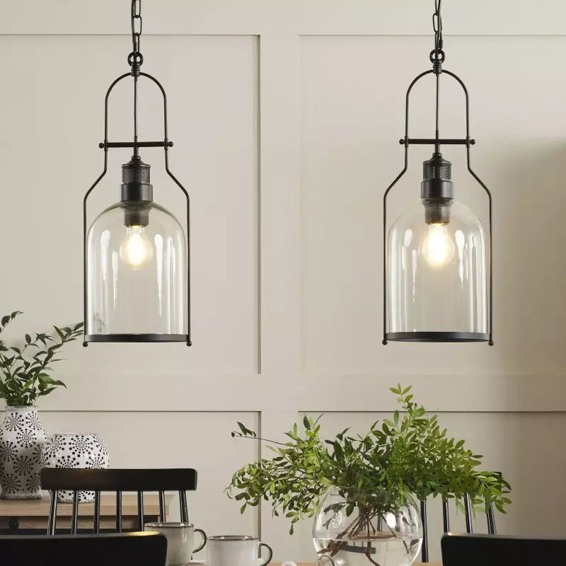 Industrial Vintage Iron Glass Jar Pendant Light