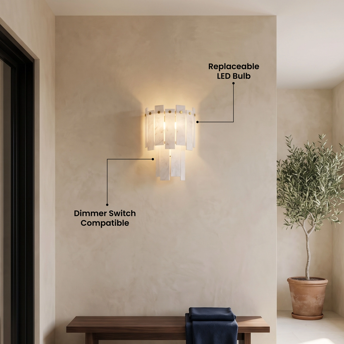 Solveig Nordic Alabaster Wall Light