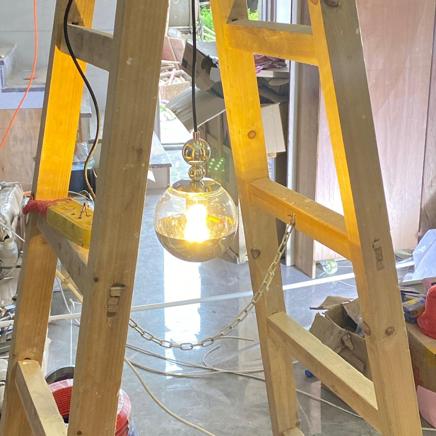 Orbique Bauhaus Chrome Mirrorball Glass Pendant Light