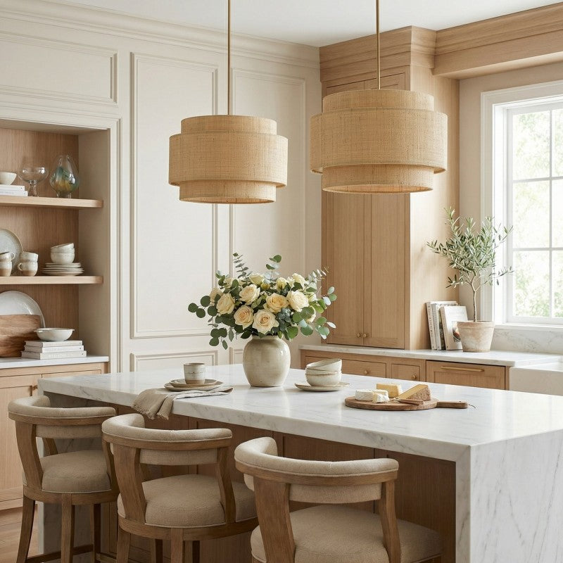 Lyra Tiered Bohemian Rattan Pendant Light
