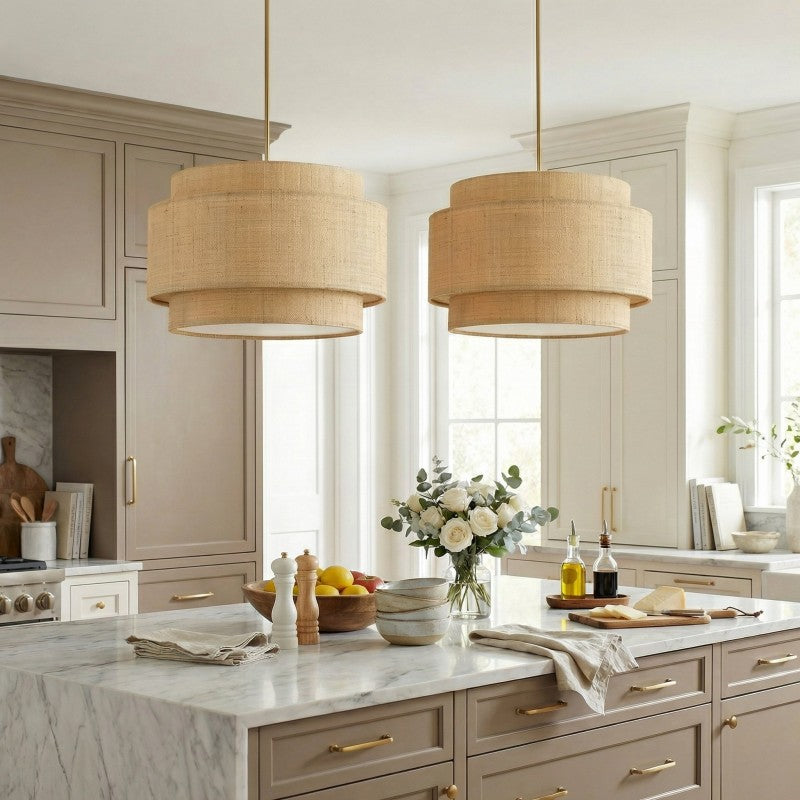Lyra Tiered Bohemian Rattan Pendant Light