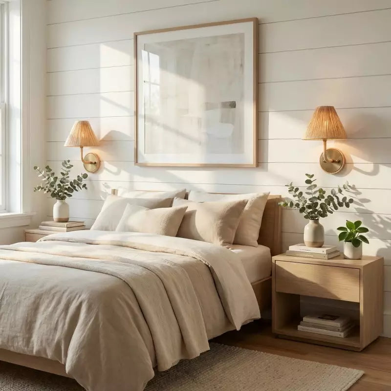 Kaiya Geflochtene Rattan-Kegel Boho-Wandleuchte