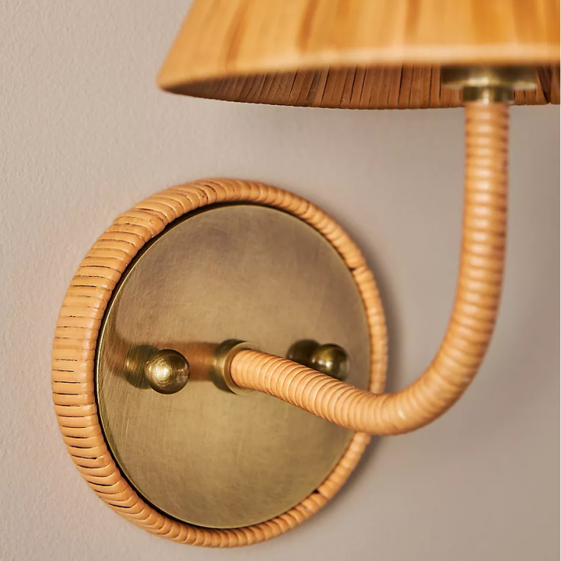 Kaiya Geflochtene Rattan-Kegel Boho-Wandleuchte