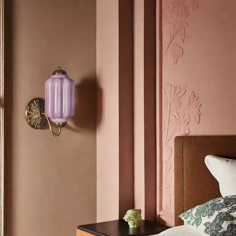 Eloira Vintage Glass Brass Wall Light