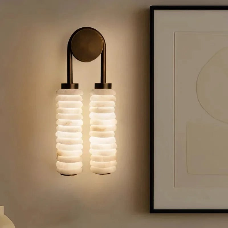 Calla Ribbed Nordic Modern Alabaster Stone Wall Light