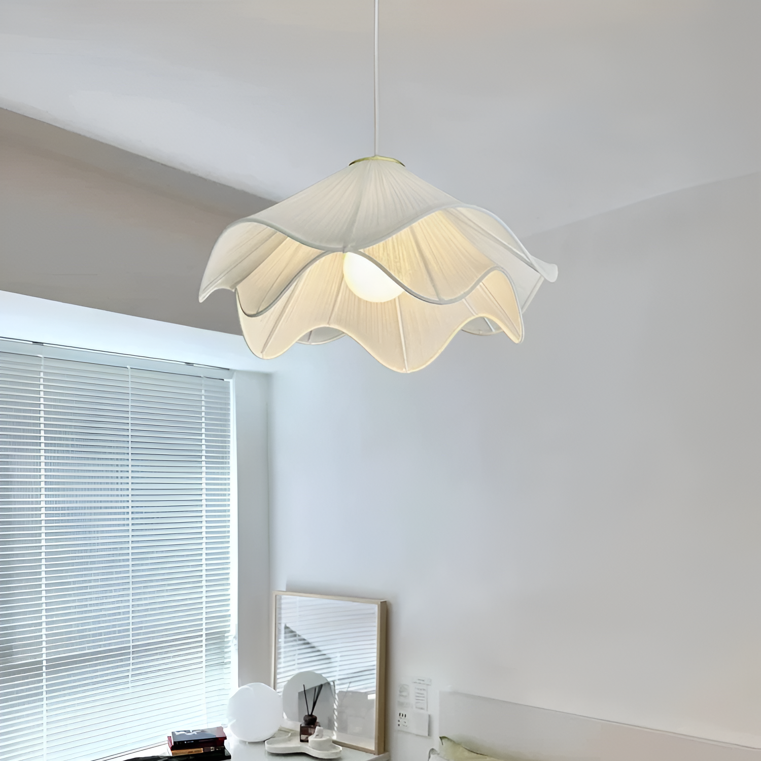 Radiance of Serenity Fabric Japandi Pendant Light