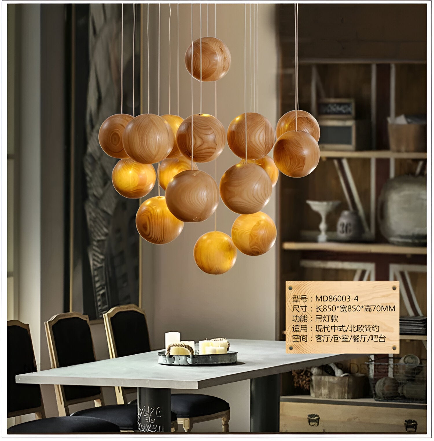 Nordic Natural Wood Milliere LED Pendant Light