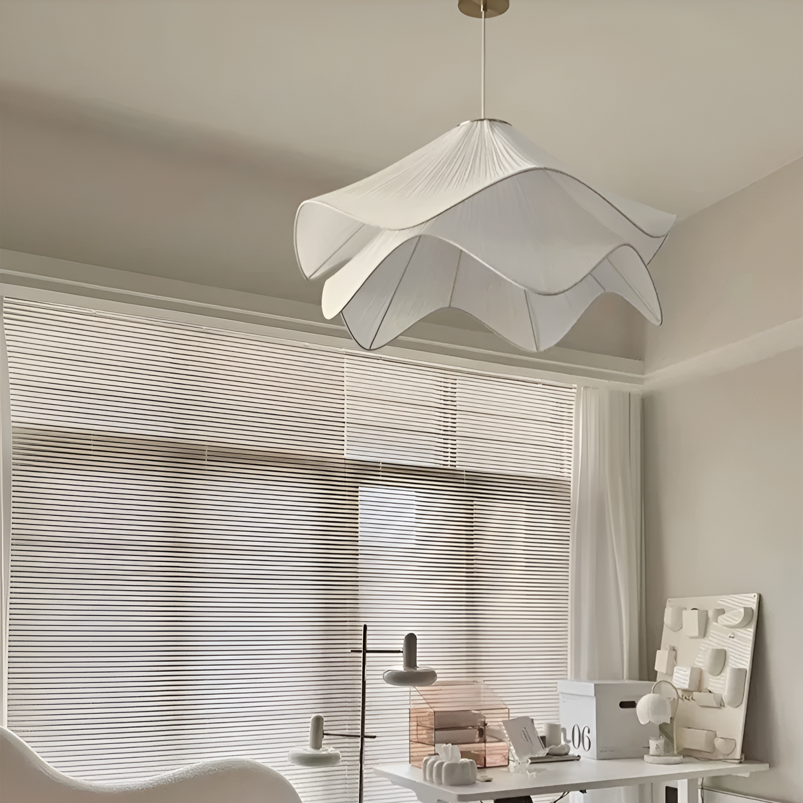 Radiance of Serenity Fabric Japandi Pendant Light