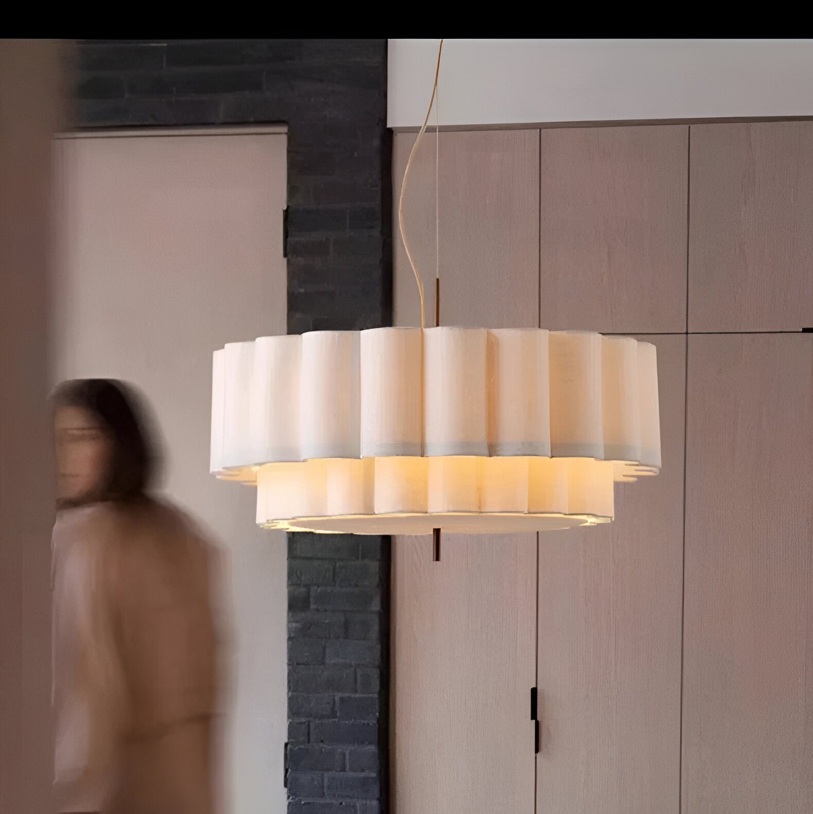 Lampada a sospensione LED regolabile in tessuto Boho