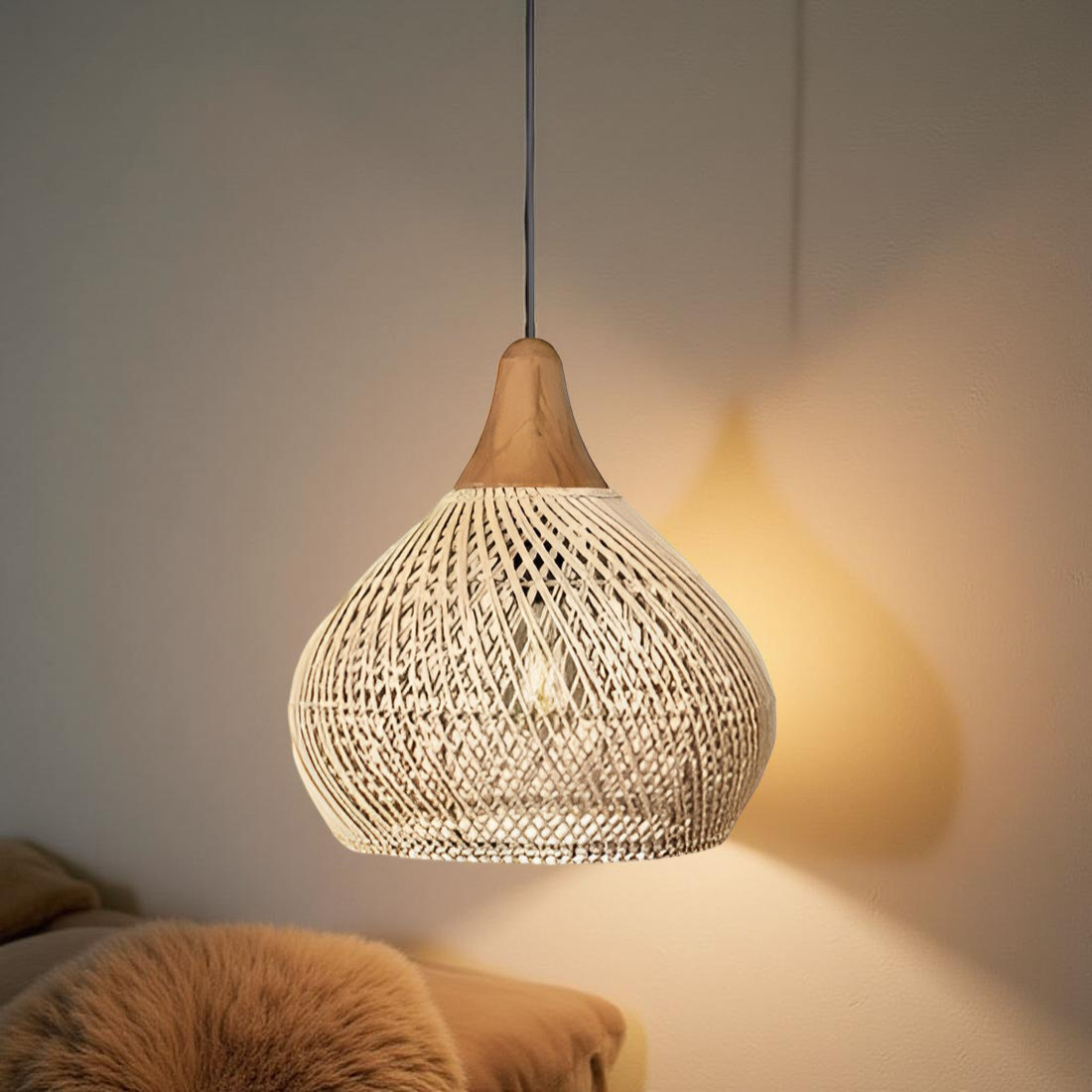 Boho Style Rattan Pendant Light