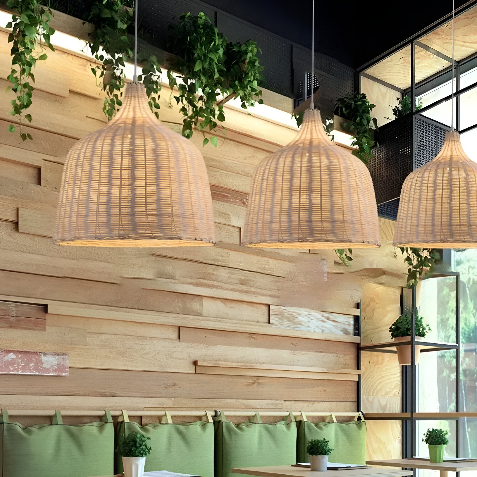 Braided Shine Natural Rattan Japandi Pendant Light