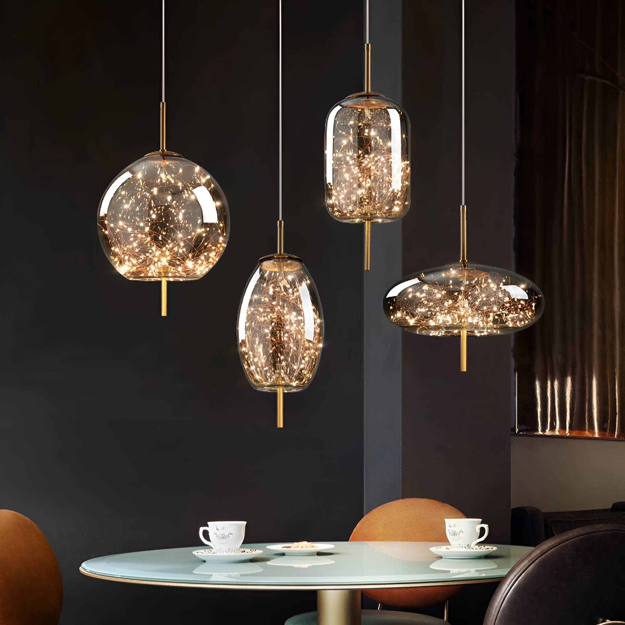 Lampe suspendue en verre moderne de luxe nordique