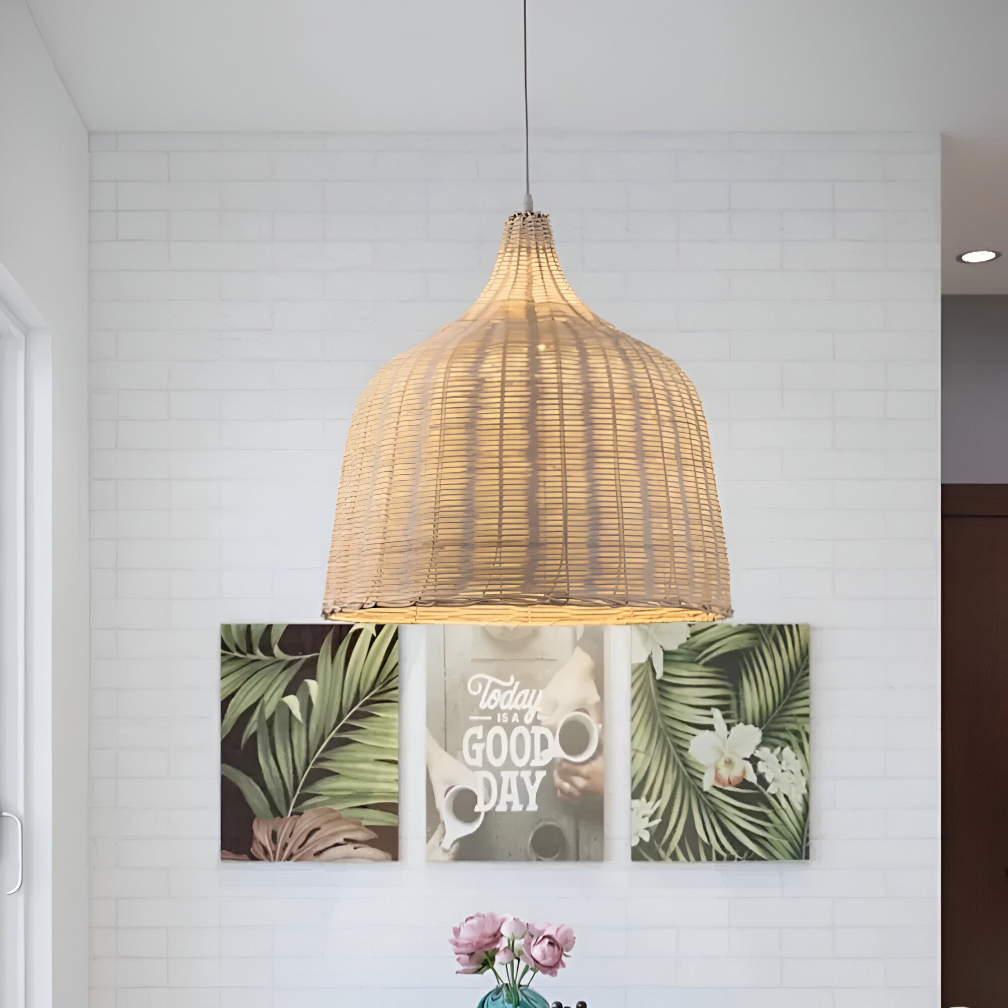 Braided Shine Natural Rattan Japandi Pendant Light